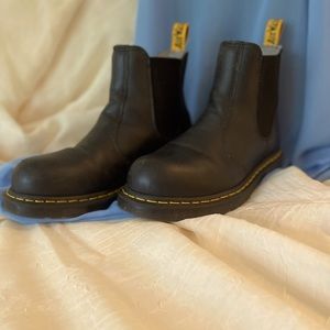 Doc martens steel toed slip on boots